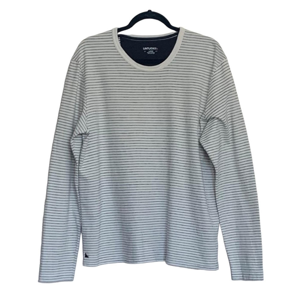 UNTUCKit Lambert 100% Cotton Striped Long Sleeve Tee Shirt Size Large